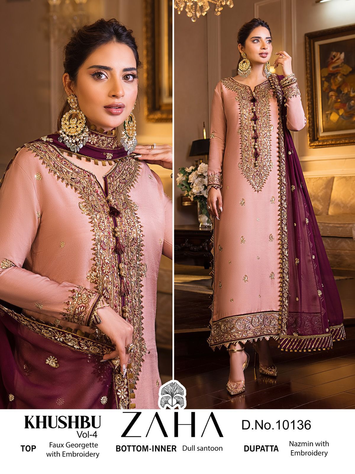 Zaha 10136 Fancy Designer Pakistani Suits Catalog